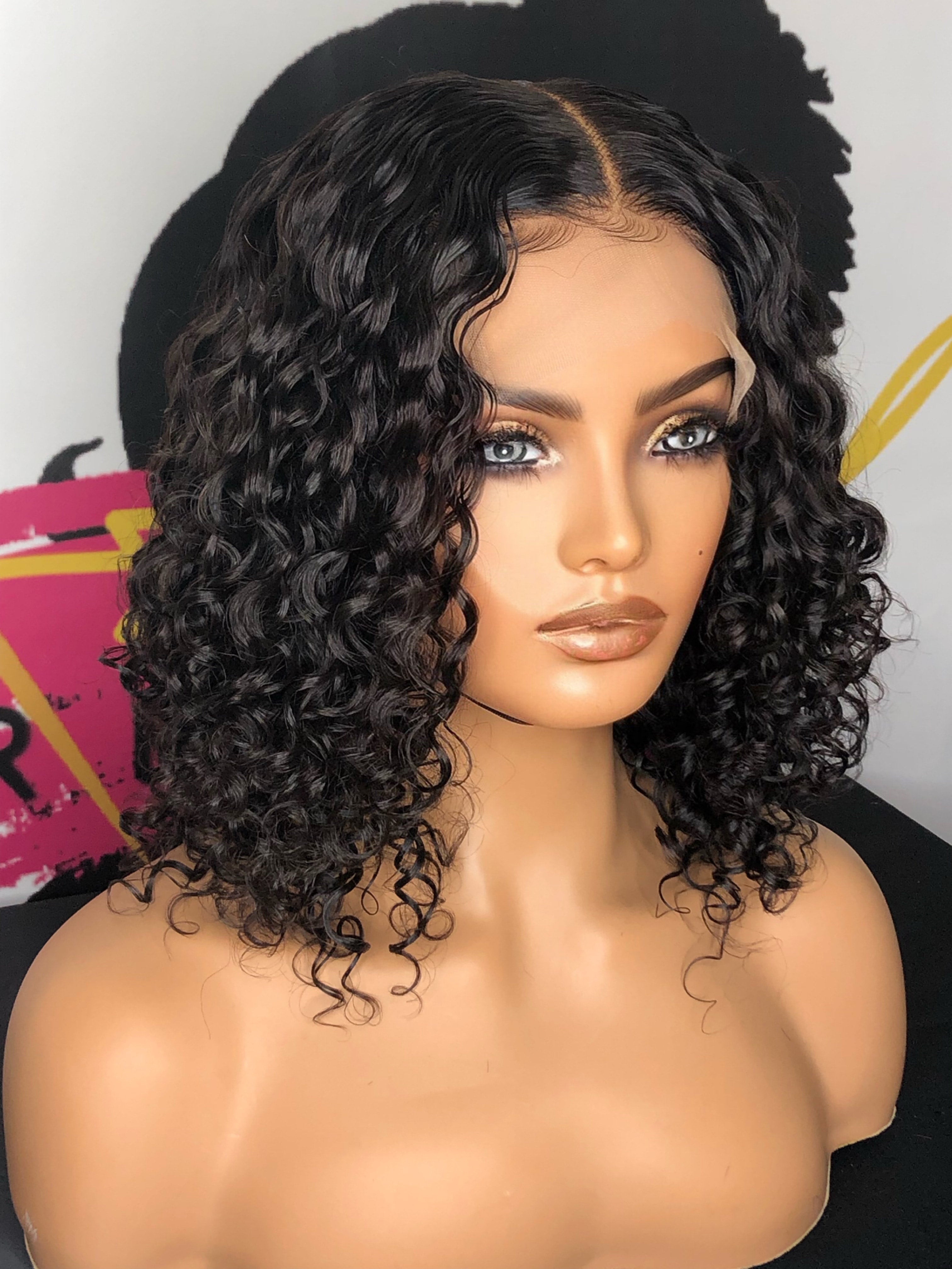 Rainbow bob unit with closure HD Crystal Lace BOB wig with NEON colored clip ins | The  main image 2